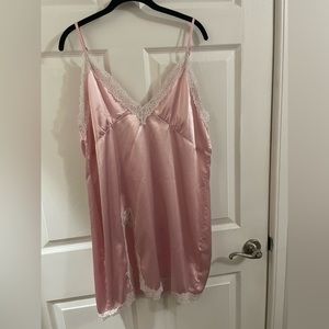 Baby pink nighty lingerie with lace trim